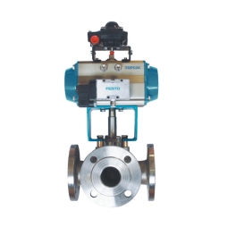Pneumatic O-type three-way cut-off ball valve