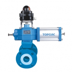 Pneumatic Double-acting Fluorine-lined O-type Cut-off Ball Valve