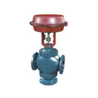 Pneumatic membrane three-way regulating valve